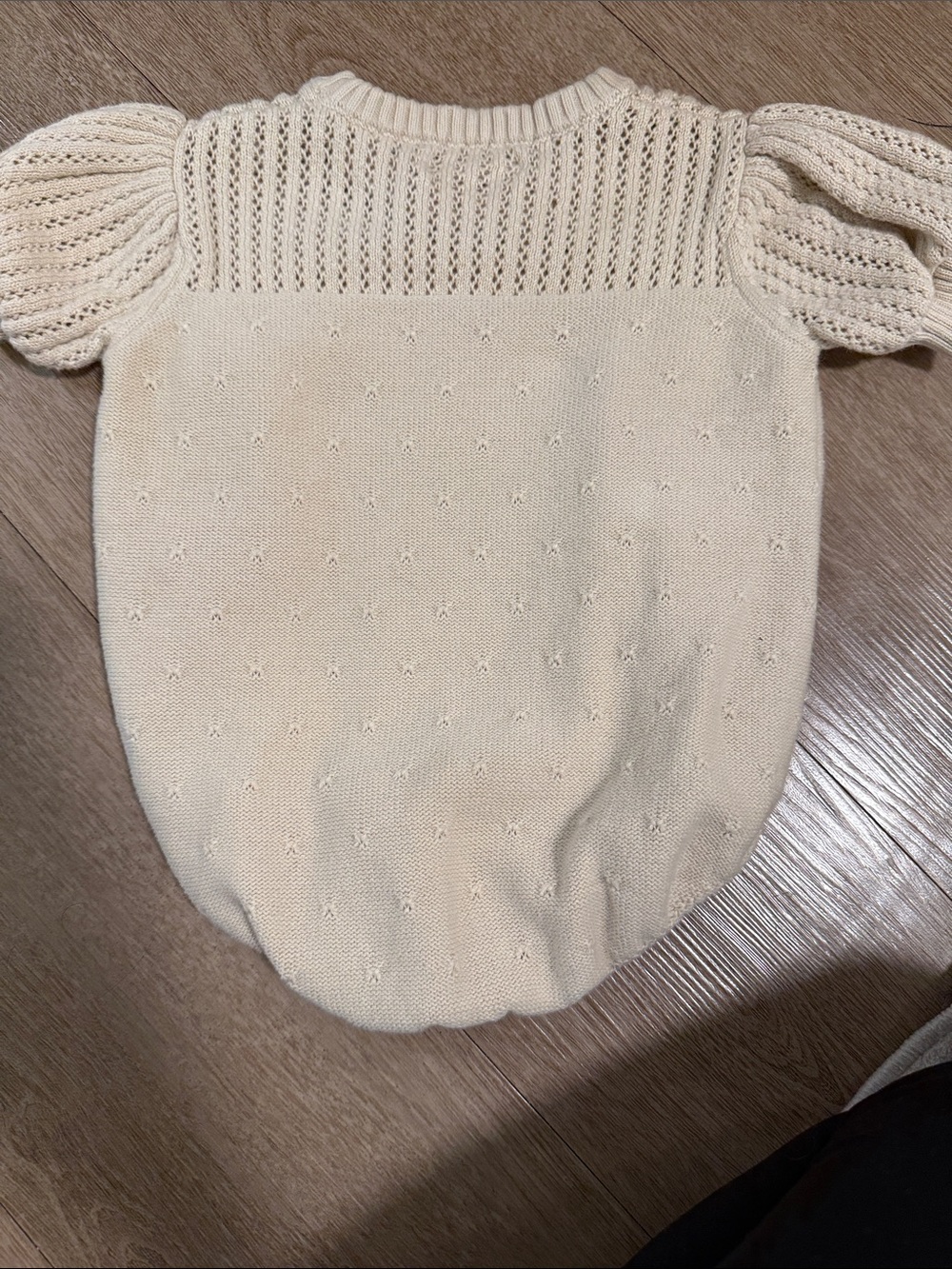 Quincy Mae Cream Knit Eyelet Sweater Romper - Picture 3 of 3